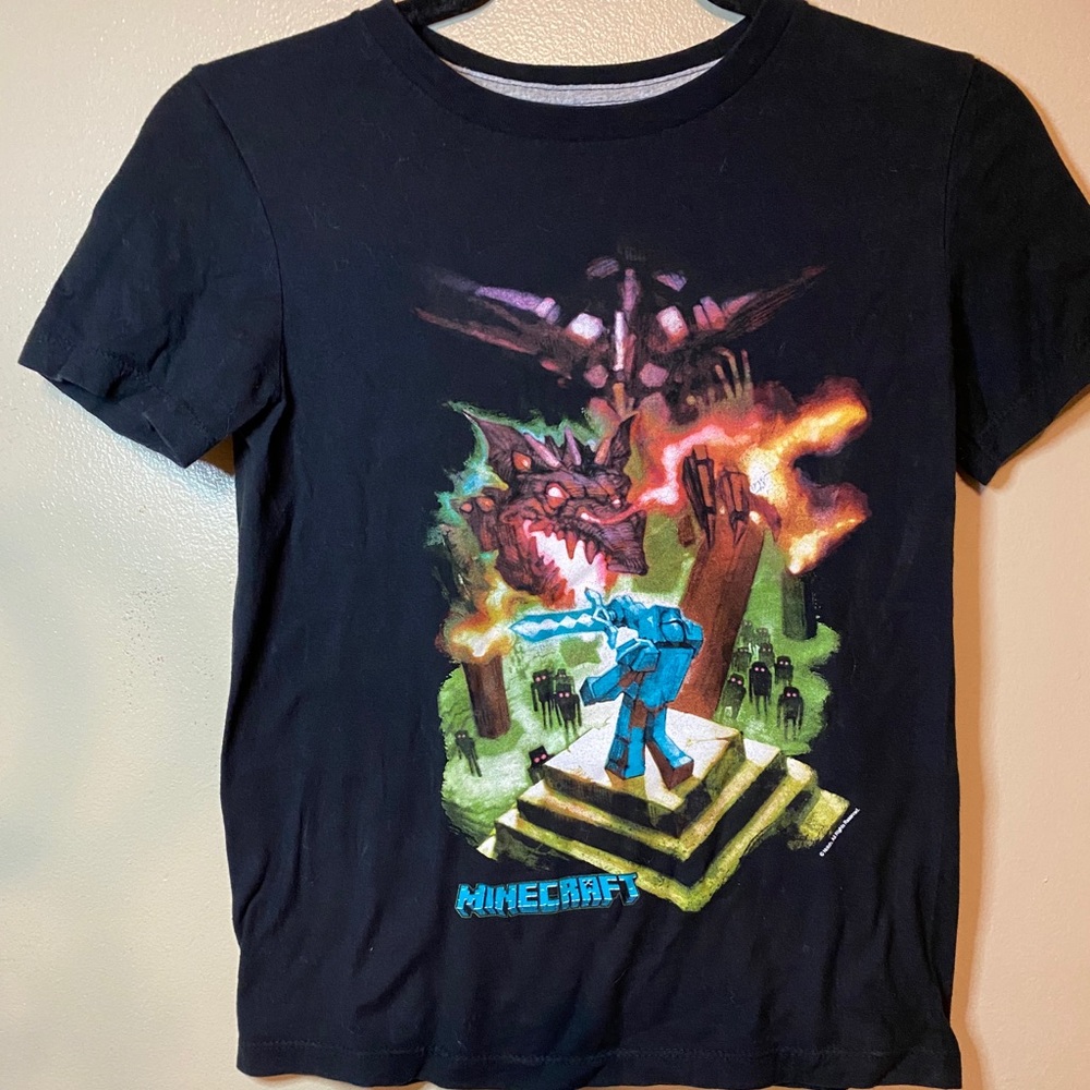 Boys Medium Black Minecraft Graphic Tee